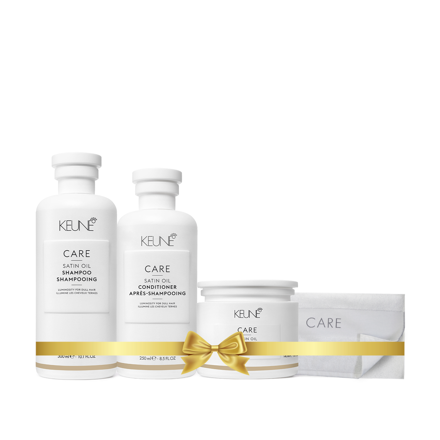 Care Satin Oil Holiday Package  (Shampoo, Conditioner, Mask-Milk, Towel)