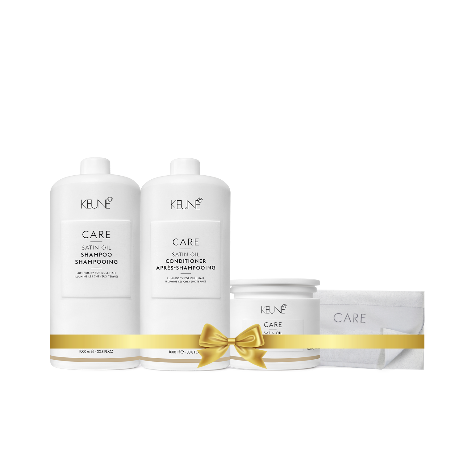 Care Satin Oil Holiday Package  (Shampoo, Conditioner, Mask, Towel)