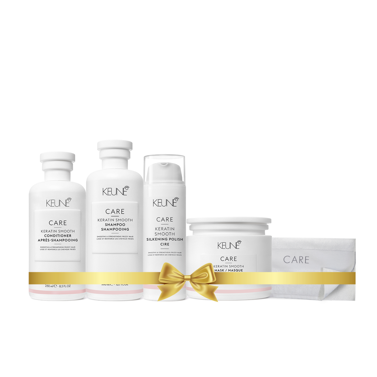 Care Keratin Smooth Holiday Package  (Shampoo, Conditioner, Mask, Silkening Polish, Towel)